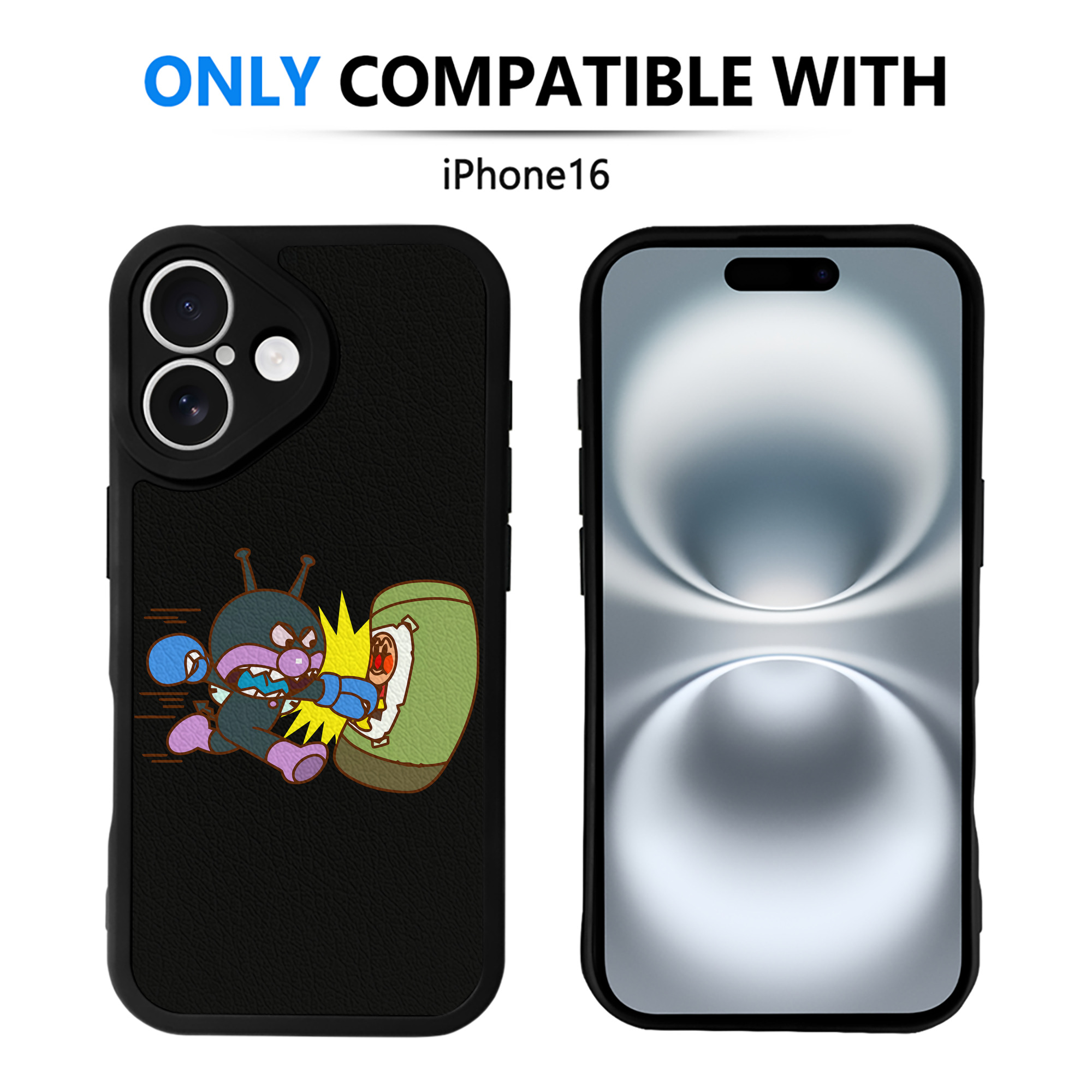 （画像用） アンパンマン Anpanman 【iPhone 16シリーズ対応】シリコンスマホケース（レザー調） 材質：シリコン